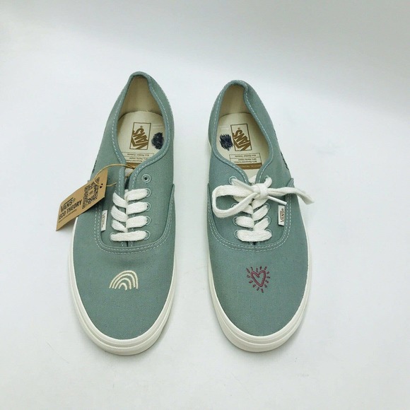 Vans Men's 9.5 Women's 11 Canvas Sneakers Eco Theory Green Peace Leaf NWT - Picture 2 of 7
